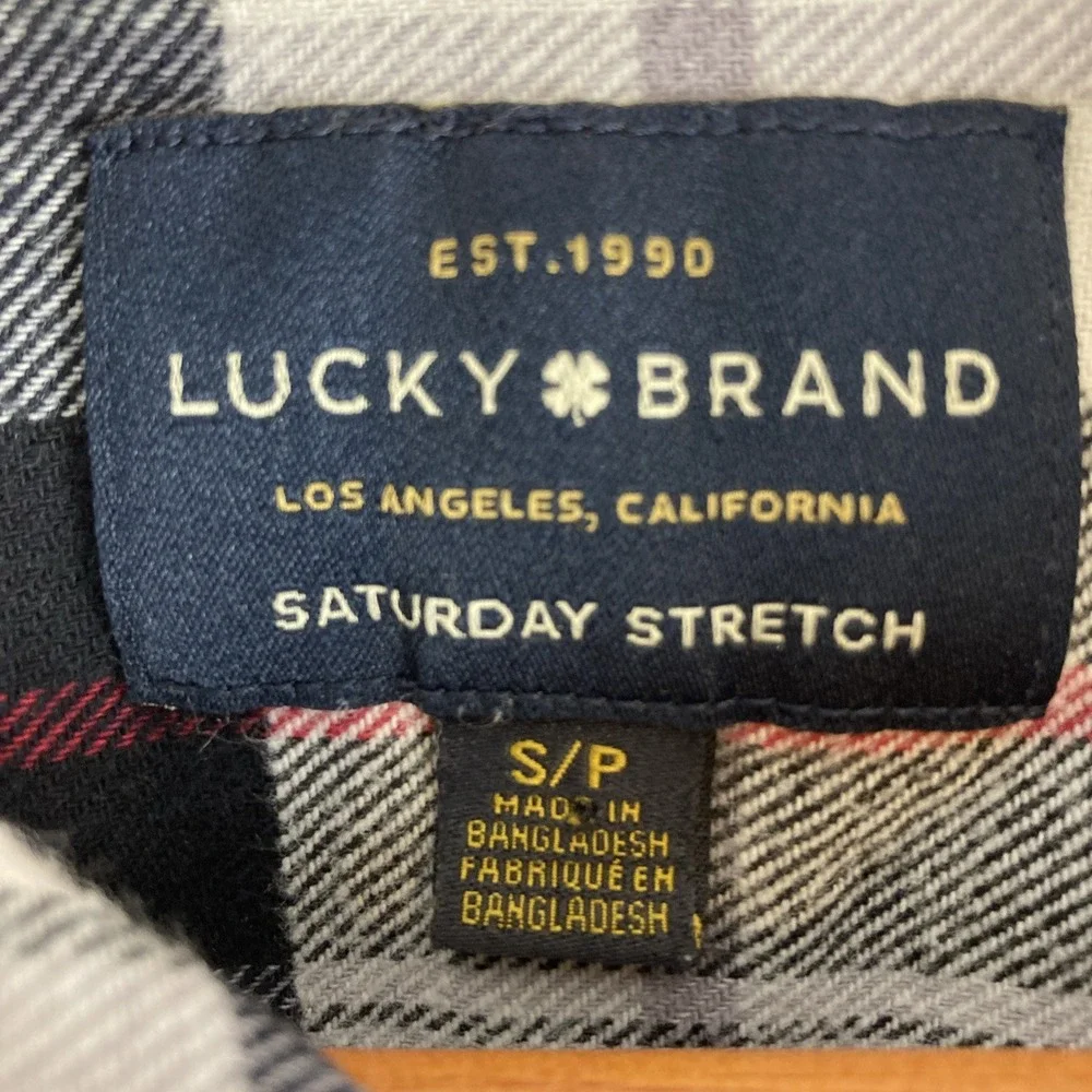 Lucky Brand Saturday Stretch Mens Small‎ Long Sleeve Button Front Flannel Shirt